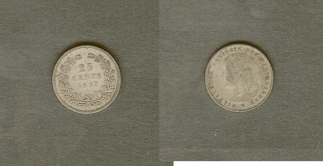 Pays Bas 25 cents 1897 TB à TB+